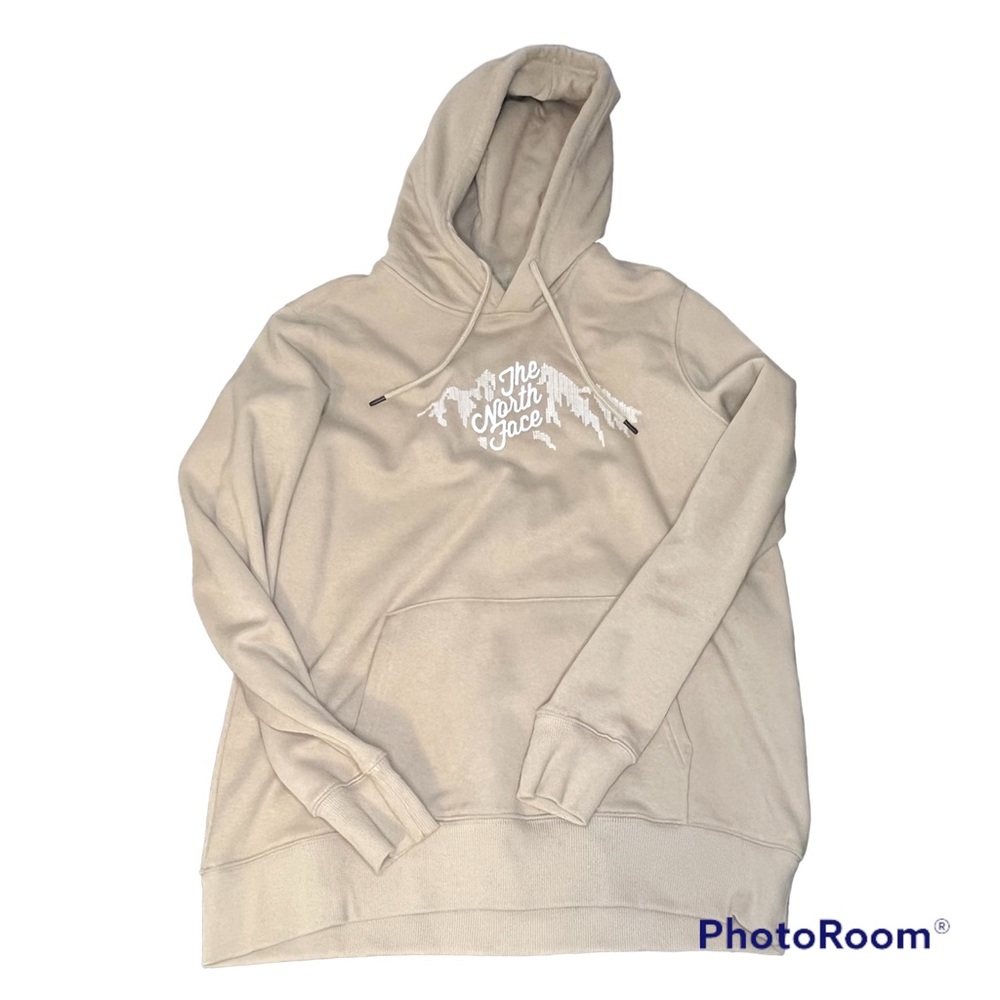 Embroidered north face beige hoodie